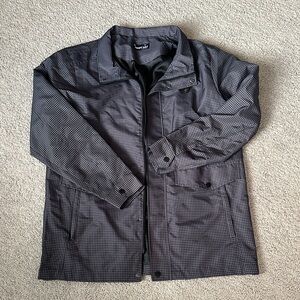 Snoopy Golf- Men's Lightweight Checkered Rain Jacket - Black & Gray